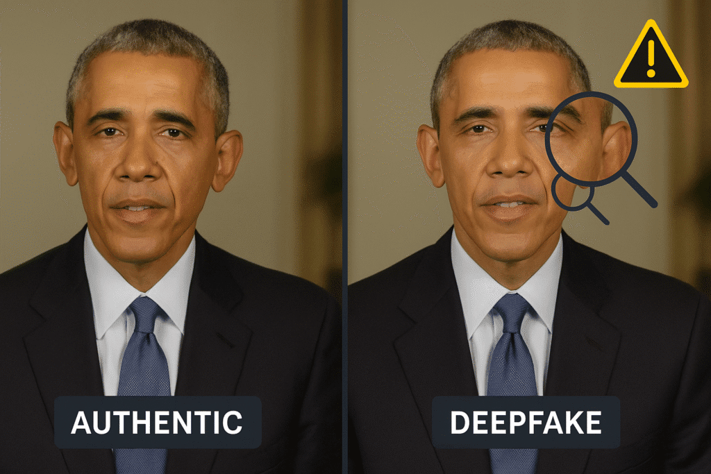 Comparison of authentic and deepfake images.