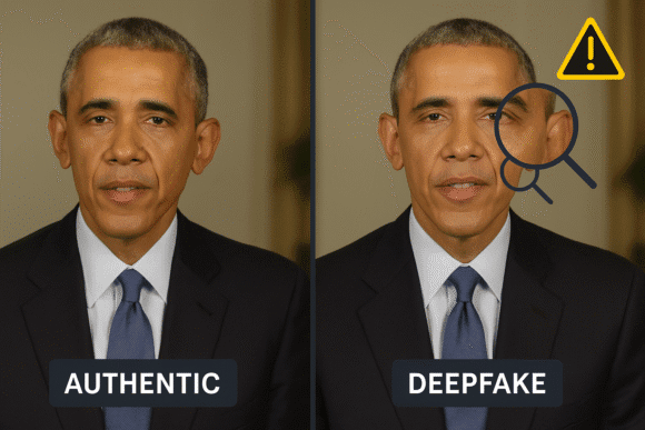 Comparison of authentic and deepfake images.