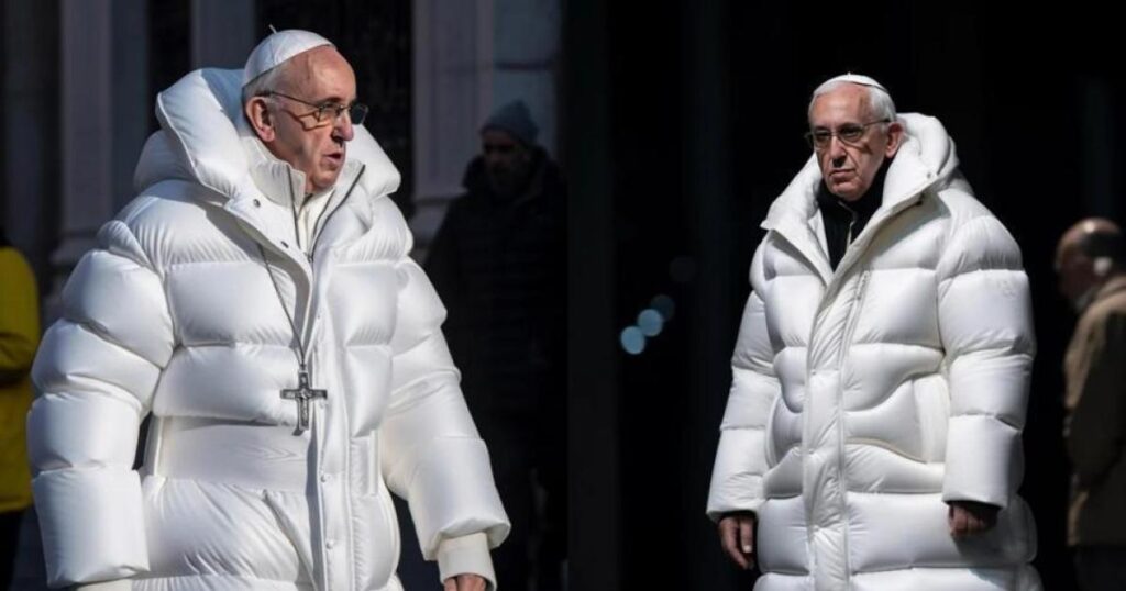 Pope Francis wearing a Balenciaga puffer jacket: Deepfake